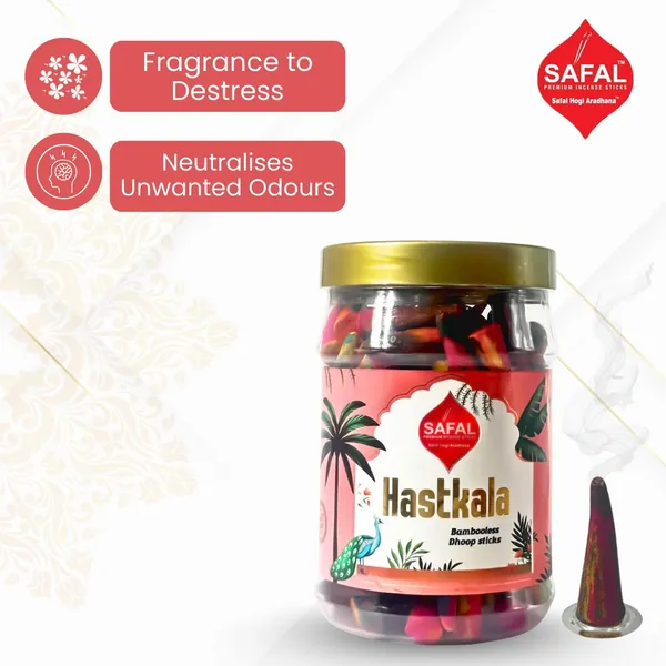 SAFAL_Charcoal-Free_Incense_Dhoop_Cones__400g_Jar_Non-Irritating_And_Calming_Aroma_Natural_Smooth_And_Long-Lasting_Fragrance_for_Daily_Puja_Bambooless_Dry_Dhup_Batti_Hastkala_Pack_of_2