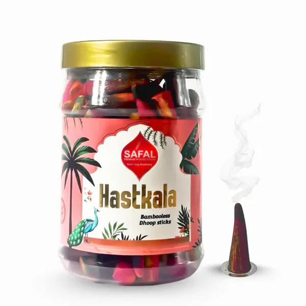 SAFAL_Charcoal-Free_Incense_Dhoop_Cones__400g_Jar_Non-Irritating_And_Calming_Aroma_Natural_Smooth_And_Long-Lasting_Fragrance_for_Daily_Puja_Bambooless_Dry_Dhup_Batti_Hastkala_Pack_of_2
