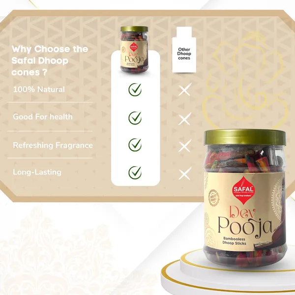 SAFAL_Charcoal-Free_Incense_Dhoop_Cones__400g_Jar_Non-Irritating_And_Calming_Aroma_Natural_Smooth_And_Long-Lasting_Fragrance_for_Daily_Puja_Bambooless_Dry_Dhup_Batti_Dev_Pooja_Pack_of_2
