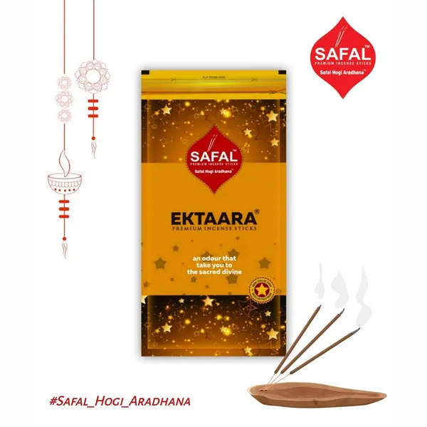 SAFAL_Incense_Sticks_Pack_of_5_Natural_Fragrance_for_Pooja_Meditation_And_Rituals_400_Sticks120_gram_Handmade_Agarbatti_with_Long-Lasting_Aroma_Soothing_And_Relaxing_Scent_Ektaara