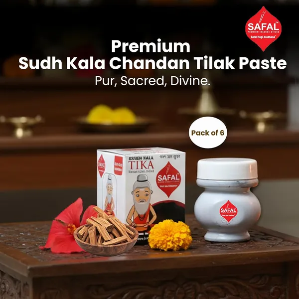 SAFAL_Tilak_Paste_Pack_of_12_Tika_Crafted_with_Ganga_Jal_for_Daily_Pooja_Hawan_Puja_Rituals_Mandir_Use_Long-Lasting_Sacred_Chandan_Paste_Easy_to_Apply_Sudh_Kala_Tika