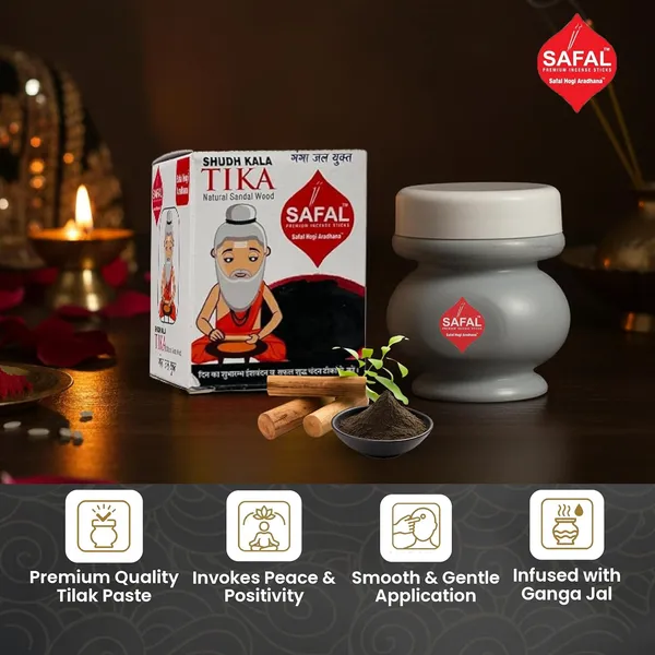 SAFAL_Tilak_Paste_Pack_of_12_Tika_Crafted_with_Ganga_Jal_for_Daily_Pooja_Hawan_Puja_Rituals_Mandir_Use_Long-Lasting_Sacred_Chandan_Paste_Easy_to_Apply_Sudh_Kala_Tika