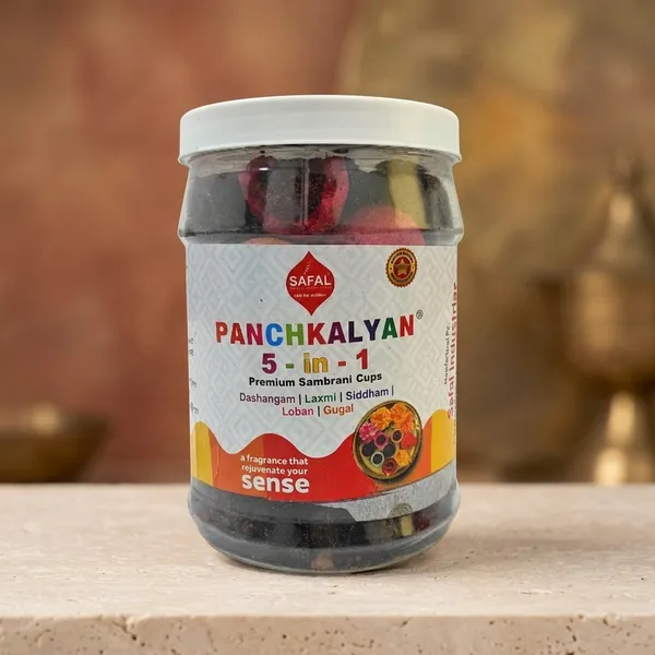 SAFAL_Panchkalyan_Sambrani_Dhoop_Cups_for_Pooja_36_Cups_Havan_Cups_for_Pooja_5_IN1_Sambrani_Cups_Dashanfam_Laxmi_Sidham_Loban_Gugal_Natural_Ingredients_Dhoop_Cones_pack_of_2