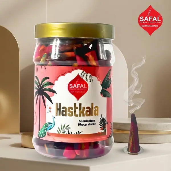 SAFAL_Charcoal-Free_Incense_Dhoop_Cones__400g_Jar_Non-Irritating_And_Calming_Aroma_Natural_Smooth_And_Long-Lasting_Fragrance_for_Daily_Puja_Bambooless_Dry_Dhup_Batti_Pack_of_2_Hastkala