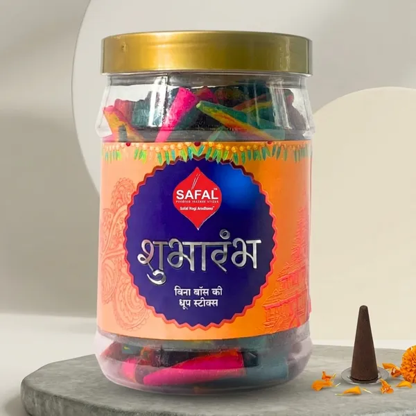 SAFAL_Charcoal-Free_Incense_Dhoop_Cones__400g_Jar_Non-Irritating_And_Calming_Aroma_Natural_Smooth_And_Long-Lasting_Fragrance_for_Daily_Puja_Bambooless_Dry_Dhup_Batti_Subharambh_Pack_of_2