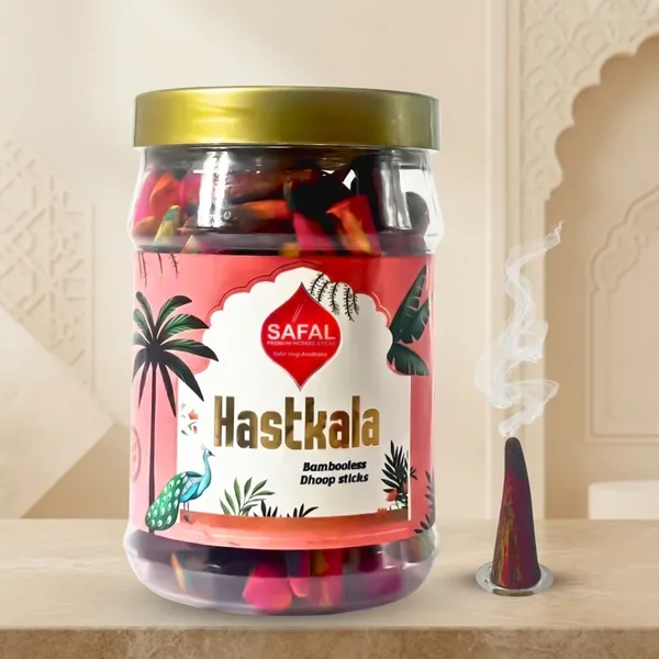 SAFAL_Charcoal-Free_Incense_Dhoop_Cones__400g_Jar_Non-Irritating_And_Calming_Aroma_Natural_Smooth_And_Long-Lasting_Fragrance_for_Daily_Puja_Bambooless_Dry_Dhup_Batti_Hastkala_Pack_of_2