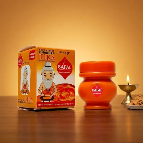 SAFAL_Tilak_Paste_Pack_of_12_Tika_Crafted_with_Ganga_Jal_for_Daily_Pooja_Hawan_Puja_Rituals_Mandir_Use_Long-Lasting_Sacred_Chandan_Paste_Easy_to_Apply_Kesar_Chandan_Tika