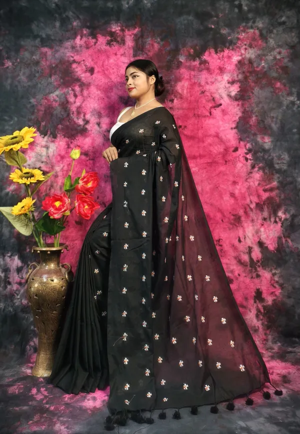Black_Khadi_Handloom_Embroidered_Saree_For_Women