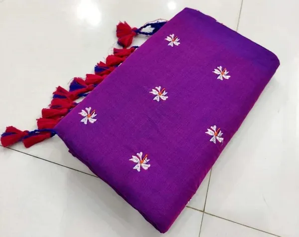 Purple_Pure_Cotton_Handloom_Embroidered_Saree_For_Women
