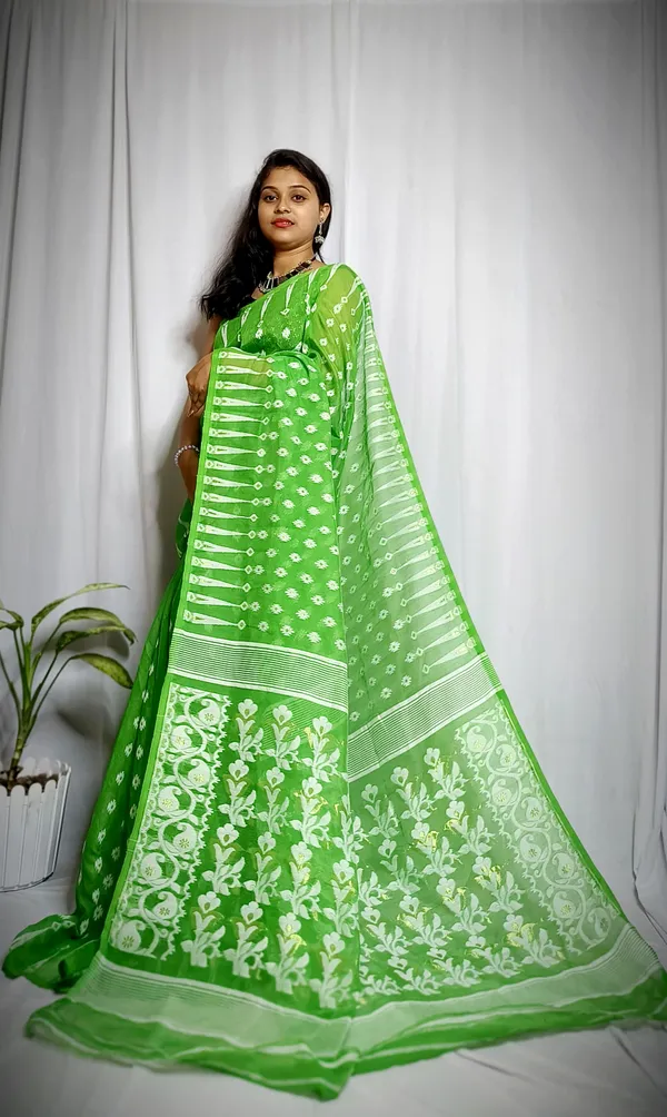 Green_Pure_Cotton_Tant_Self_Design_Saree_For_Women