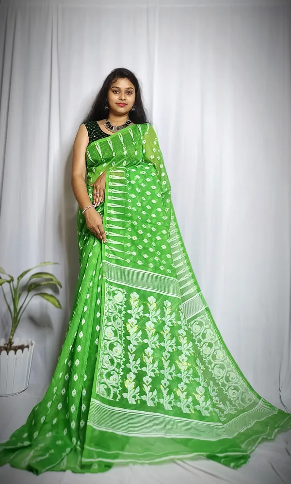 Green_Pure_Cotton_Tant_Self_Design_Saree_For_Women