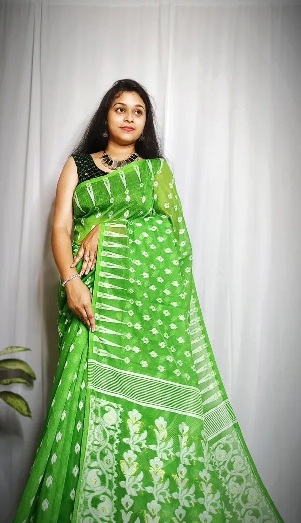Green_Pure_Cotton_Tant_Self_Design_Saree_For_Women
