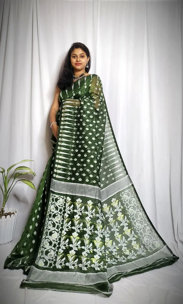 Mehandi_Pure_Cotton_Tant_Self_Design_Saree_For_Women