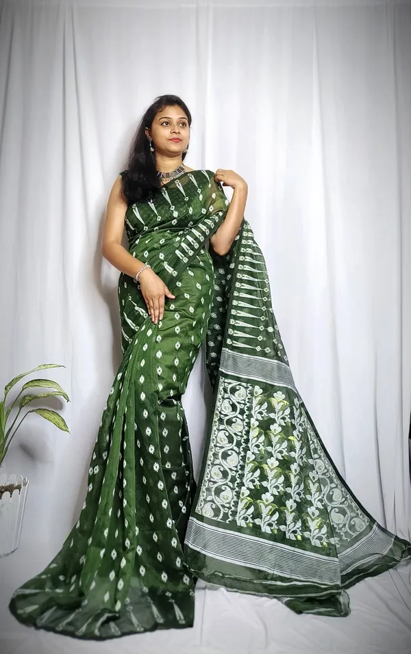 Mehandi_Pure_Cotton_Tant_Self_Design_Saree_For_Women
