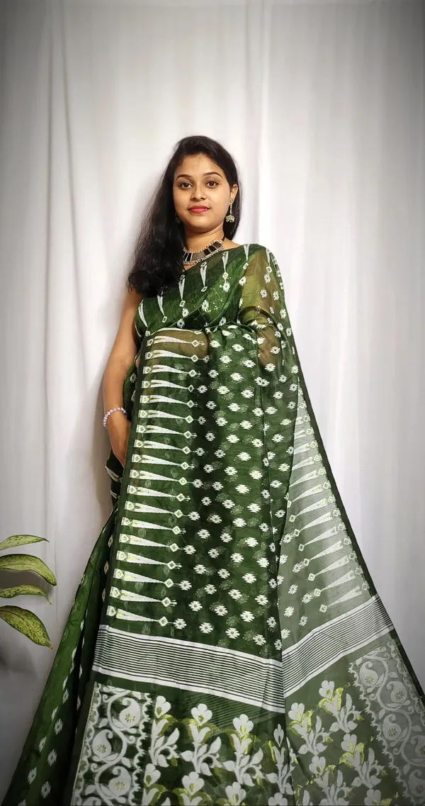 Mehandi_Pure_Cotton_Tant_Self_Design_Saree_For_Women