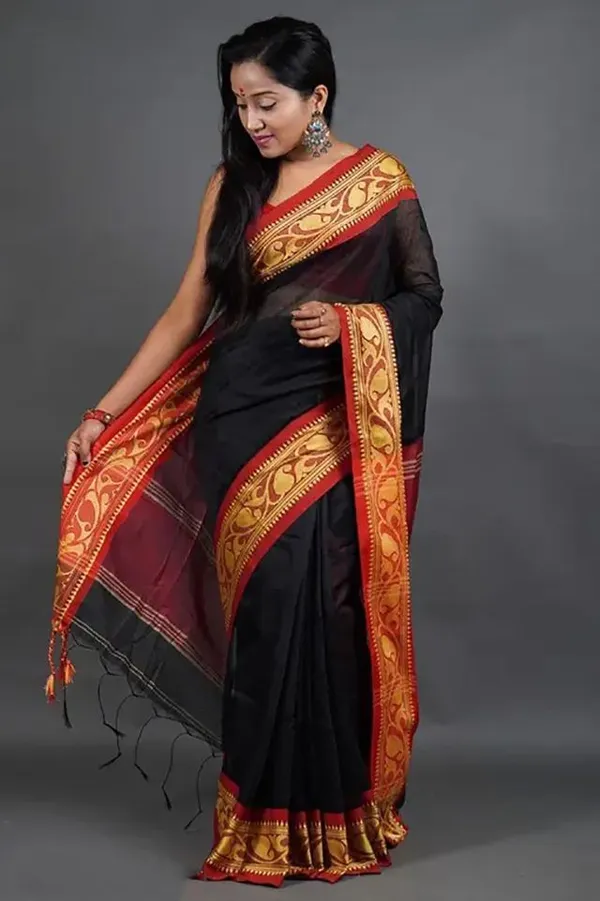 Black_Cotton_Silk_Handloom_Woven_Saree_For_Women