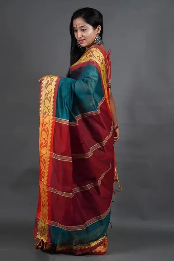 Teal_Green_Cotton_Silk_Handloom_Woven_Saree_For_Women