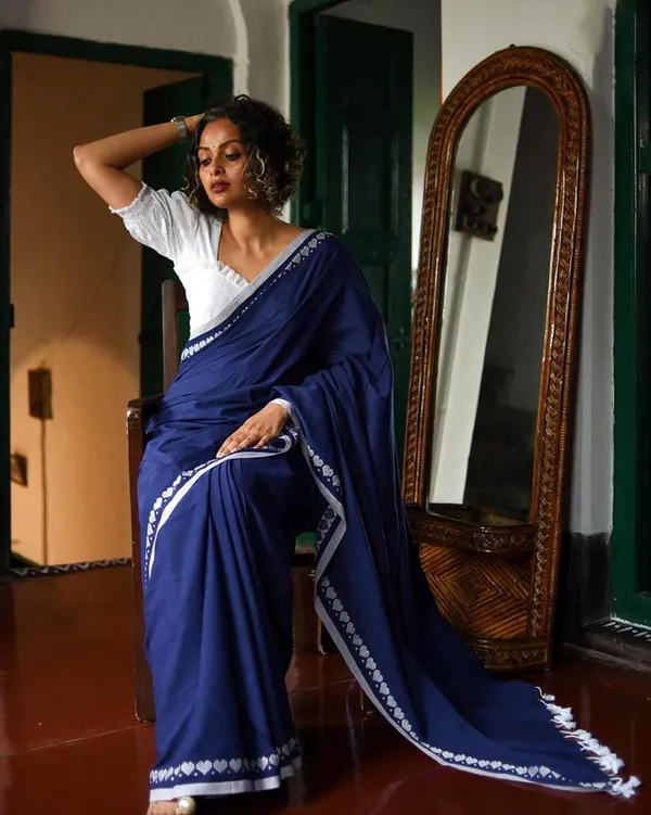 Blue_Cotton_Silk_Handloom_Solid/Plain_Saree_For_Women