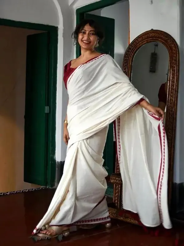 White_Cotton_Silk_Handloom_Solid/Plain_Saree_For_Women