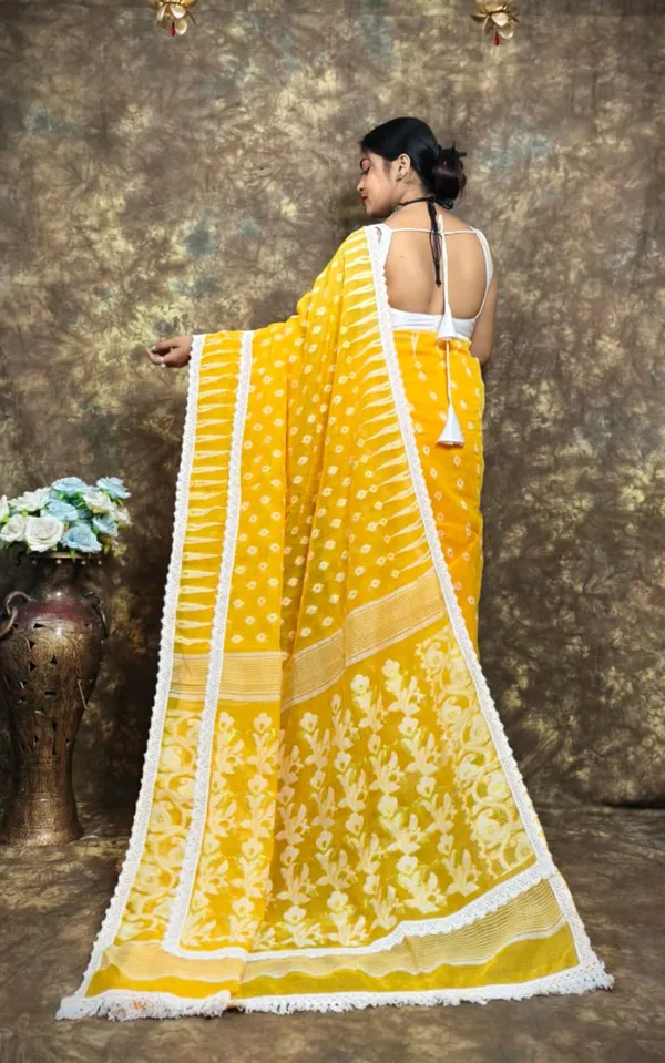 Yellow_Cotton_Silk_Jamdani_Woven_Saree_For_Women