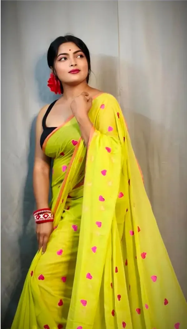 Lime_Green_&_Pink_Khadi_Handloom_Embroidered_Saree_For_Women
