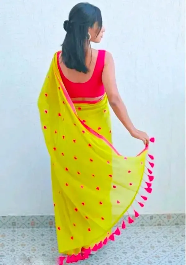 Lime_Green_&_Pink_Khadi_Handloom_Embroidered_Saree_For_Women