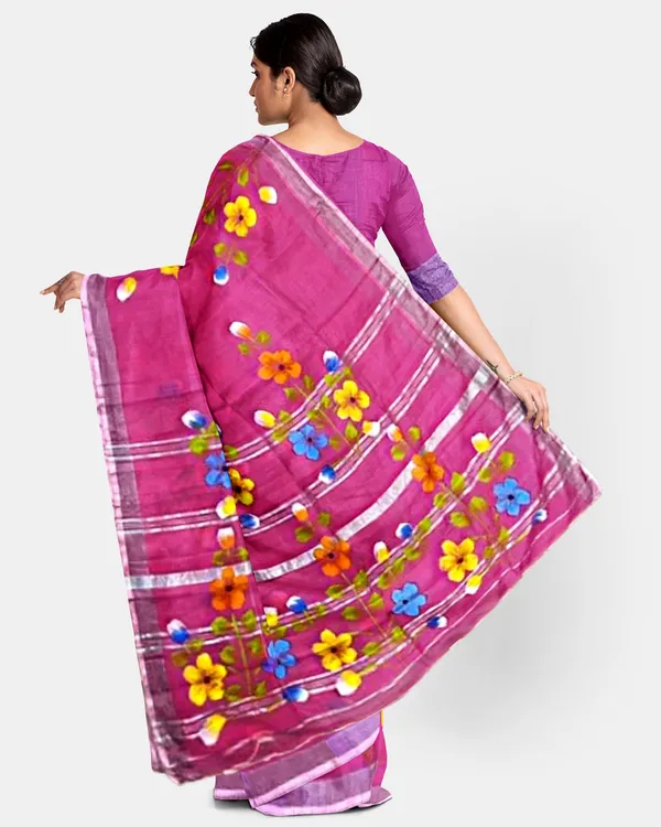 Light_Pink_Cotton_Blend_Handloom_Floral_Print_Saree_For_Women