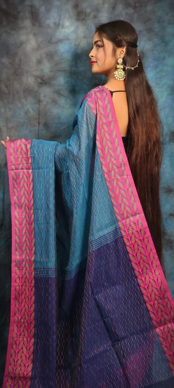 Blue_&_Navy_Blue_Pure_Cotton_Handloom_Applique_Saree_For_Women