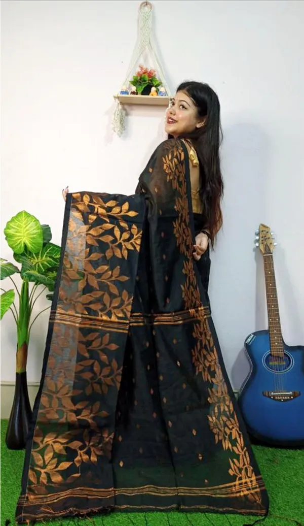 Black_Cotton_Silk_Handloom_Woven_Saree_For_Women