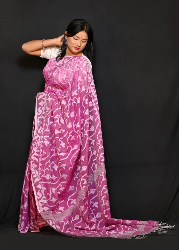 Purple_Cotton_Linen_Handloom_Self_Design_Saree_For_Women