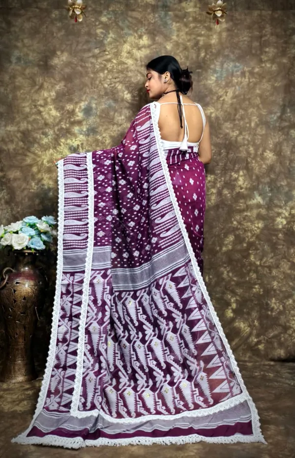 Dark_Purple_Cotton_Silk_Jamdani_Woven_Saree_For_Women