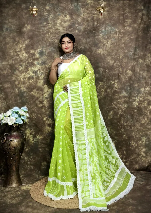 Light_Green_Cotton_Silk_Jamdani_Woven_Saree_For_Women