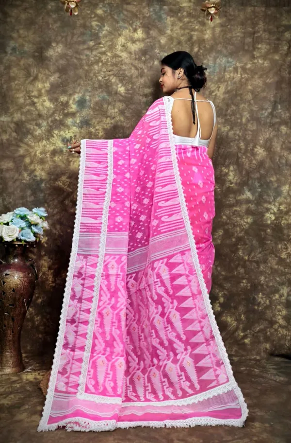 Pink_Cotton_Silk_Jamdani_Woven_Saree_For_Women