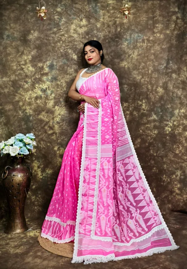 Pink_Cotton_Silk_Jamdani_Woven_Saree_For_Women