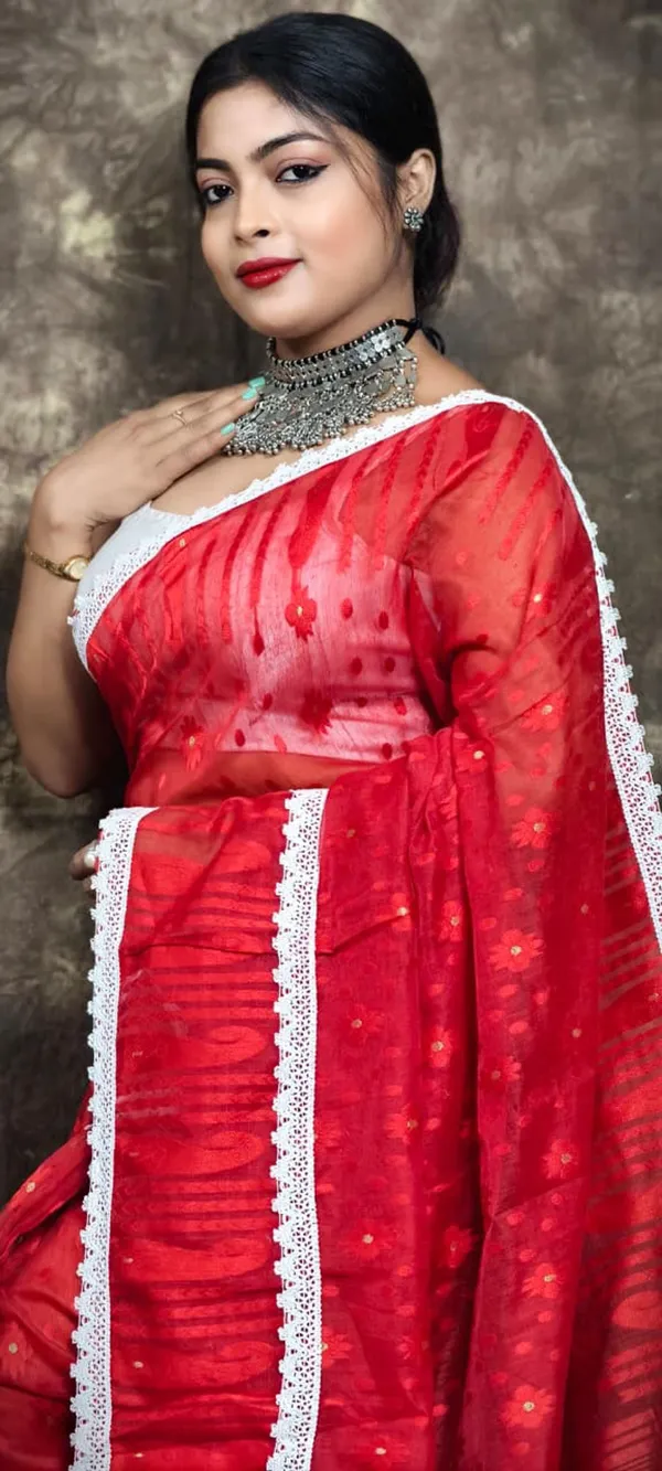 Red_Korat_Cotton_Silk_Jamdani_Woven_Saree_For_Women