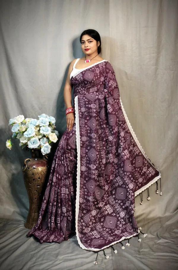 Magenta_Khadi_Madhubani_Printed_Saree_For_Women