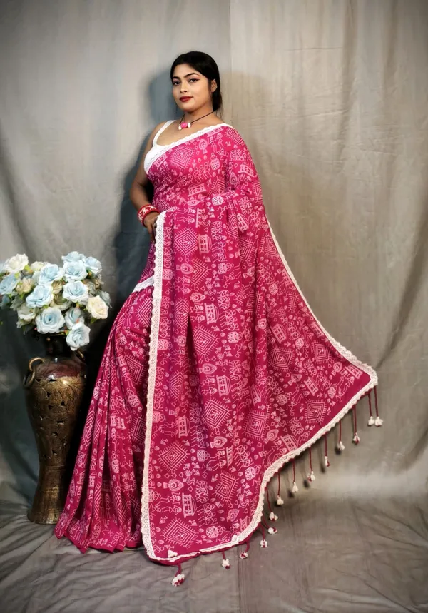 Pink_Khadi_Madhubani_Printed_Saree_For_Women