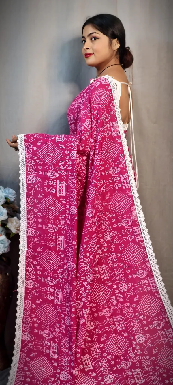 Pink_Khadi_Madhubani_Printed_Saree_For_Women