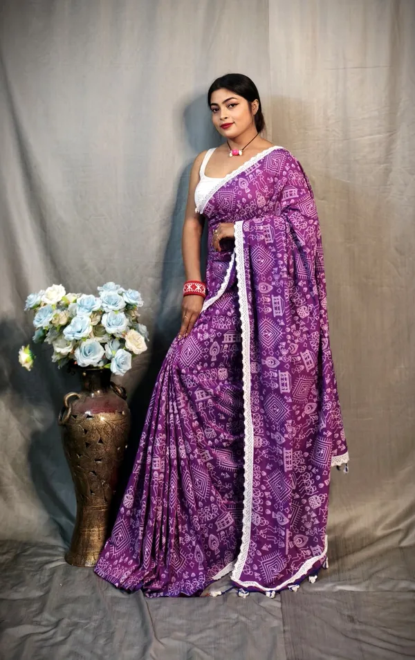 Purple_Khadi_Madhubani_Printed_Saree_For_Women