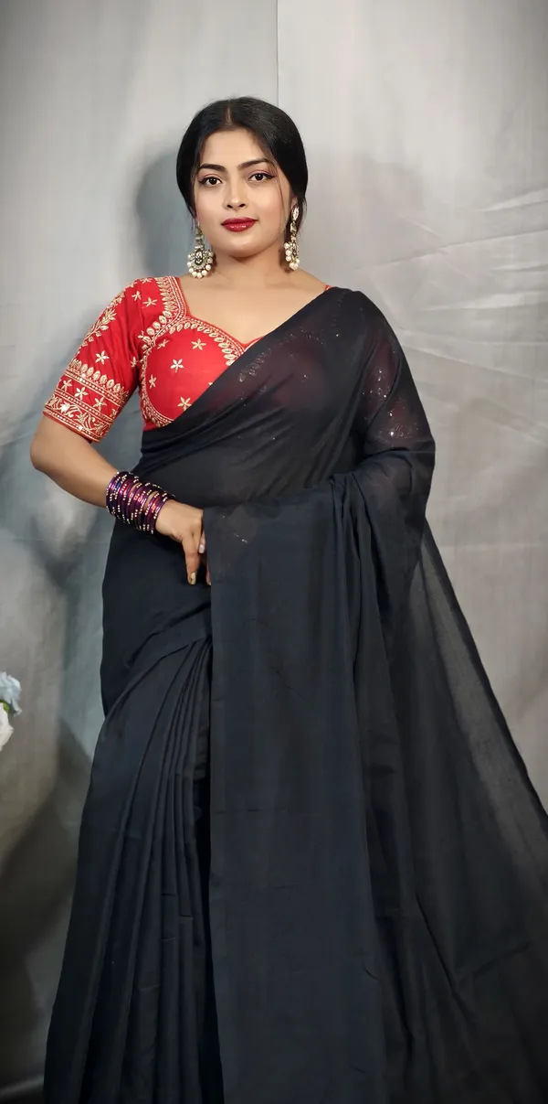 Black_Pure_Cotton_Handloom_Solid/Plain_Saree_For_Women