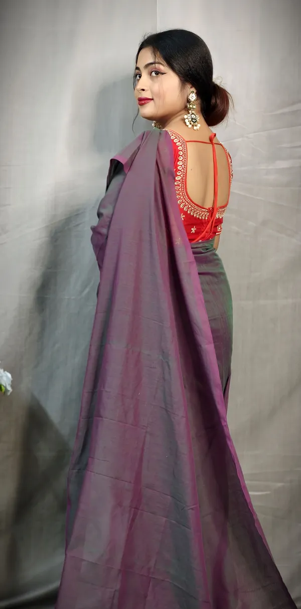 Dual_Tone_Pure_Cotton_Handloom_Solid/Plain_Saree_For_Women
