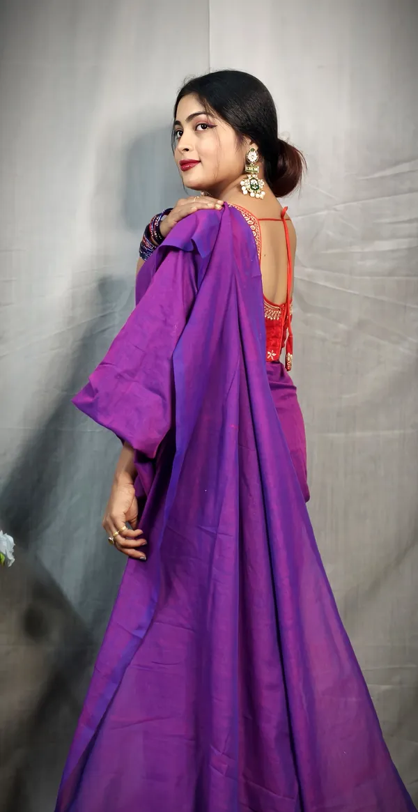 Purple_Pure_Cotton_Handloom_Solid/Plain_Saree_For_Women
