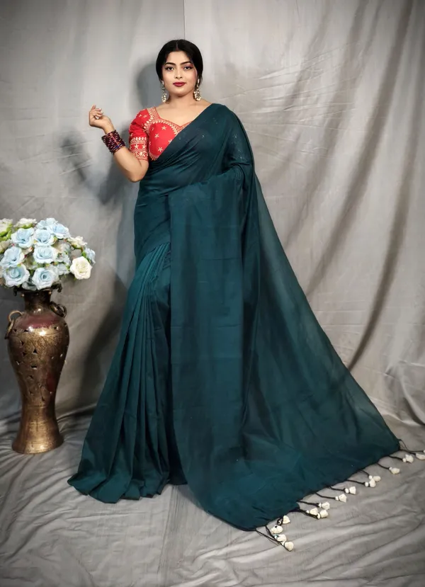 Raja_Pure_Cotton_Handloom_Solid/Plain_Saree_For_Women