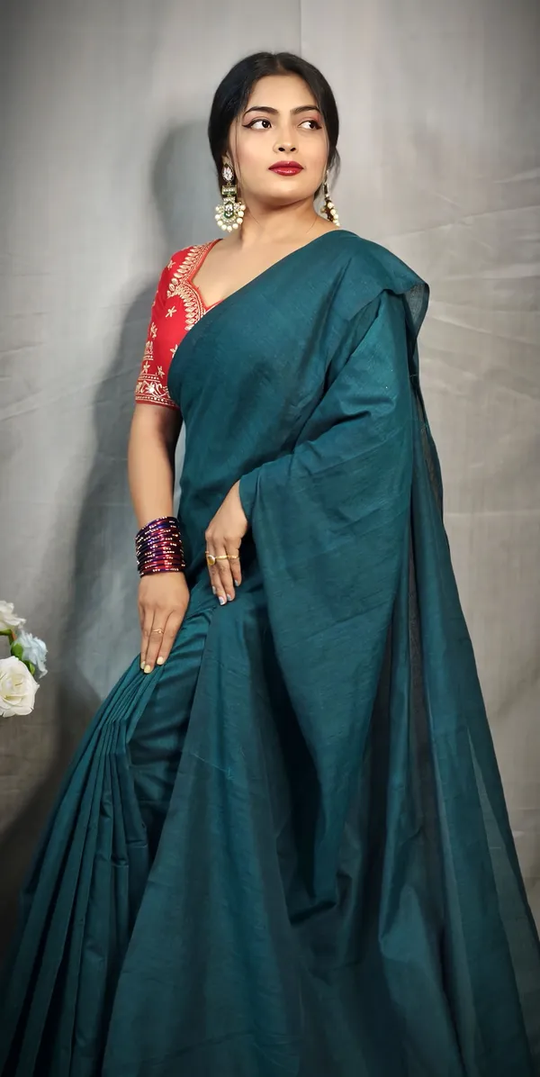 Raja_Pure_Cotton_Handloom_Solid/Plain_Saree_For_Women