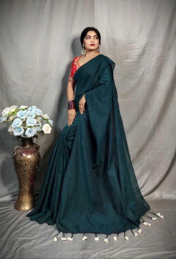 Raja_Pure_Cotton_Handloom_Solid/Plain_Saree_For_Women