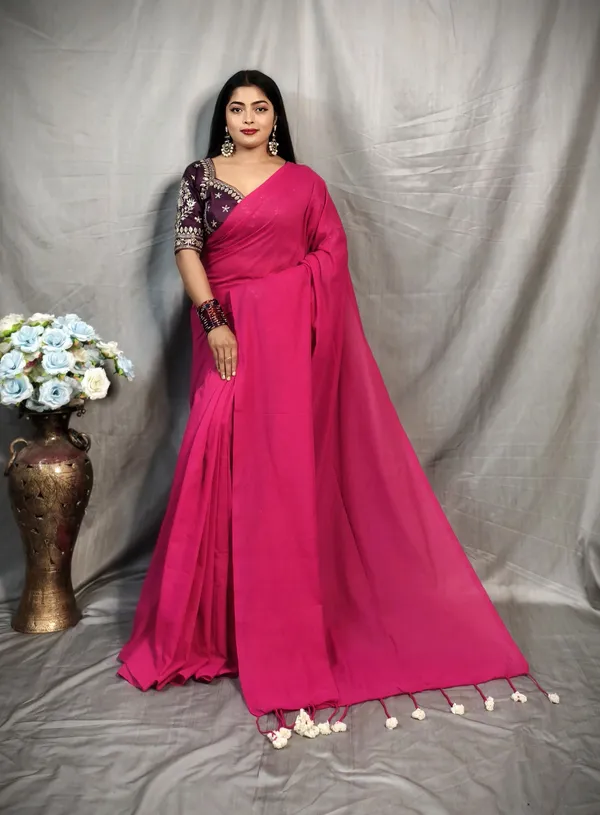 Rani_Pure_Cotton_Handloom_Solid/Plain_Saree_For_Women