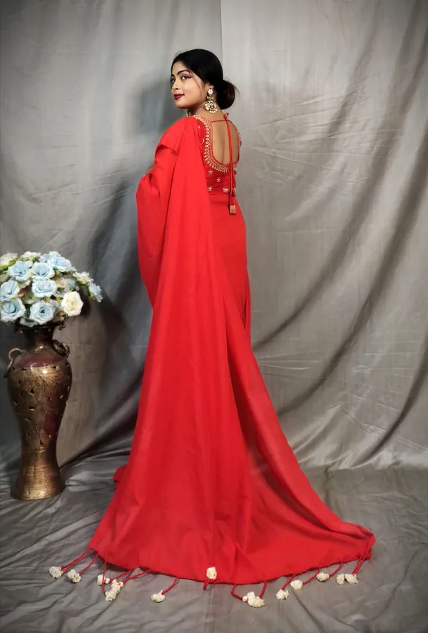 Red_Pure_Cotton_Handloom_Solid/Plain_Saree_For_Women