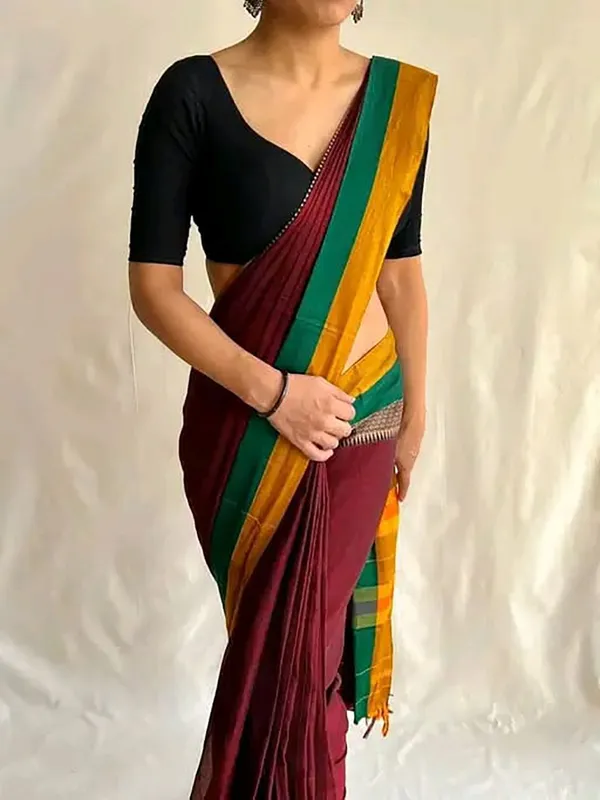 Multicolour_Cotton_Blend_Handloom_Woven_Saree_For_Women