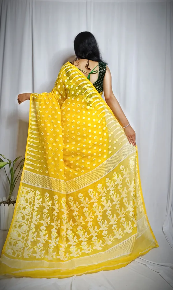 Yellow_Pure_Cotton_Tant_Self_Design_Saree_For_Women