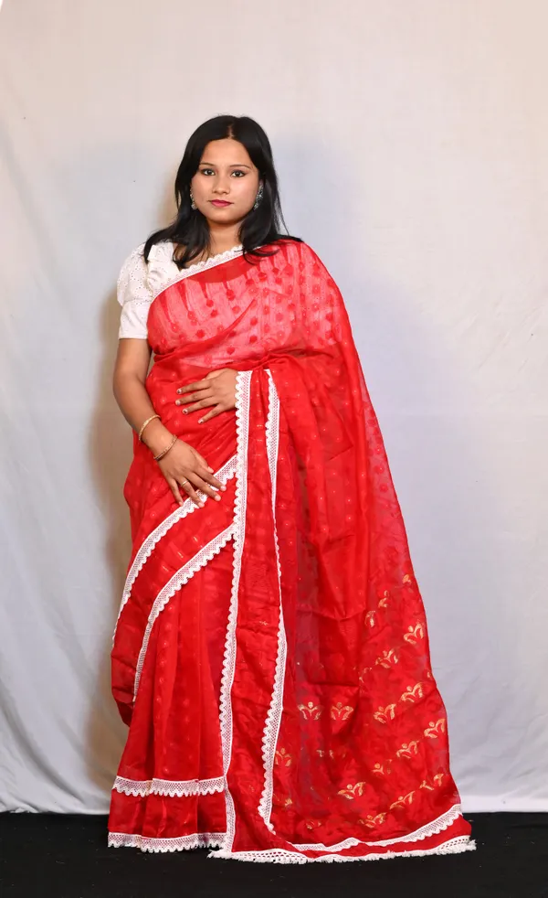 Red_Cotton_Silk_Jamdani_Woven_Saree_For_Women